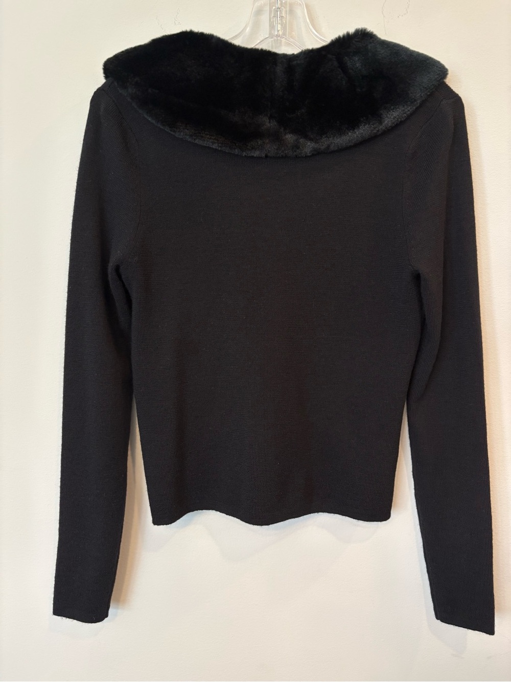 Vintage merino wool faux fur trim Y2K cardigan medium - Picture 4 of 6